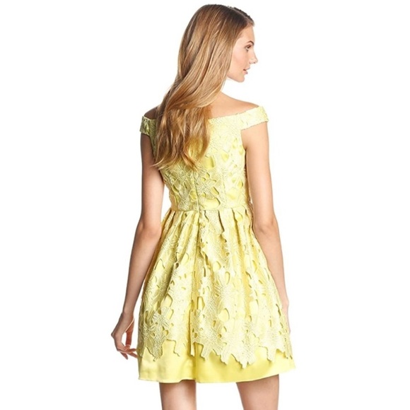 Adrianna Papell Dress Womens size 8 yellow green color flare bottom fit - Picture 4 of 17